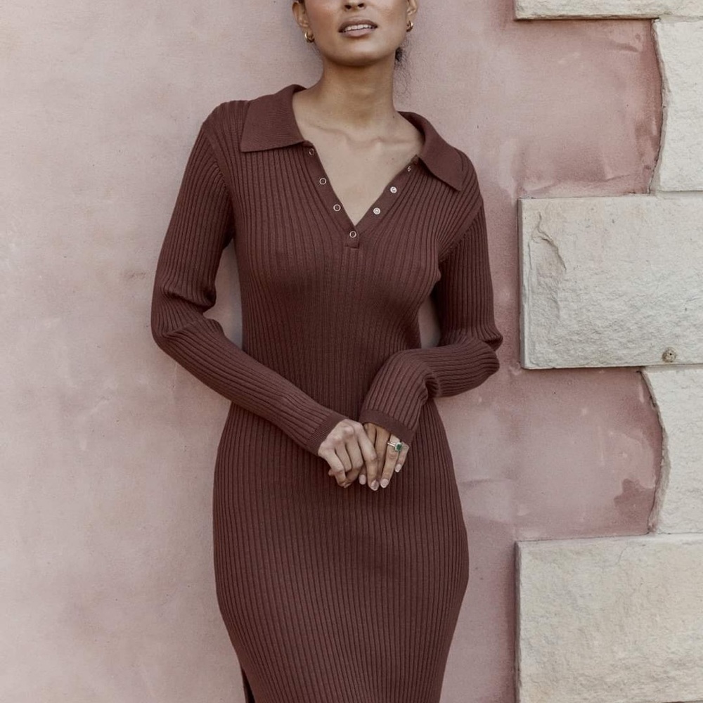 TILLY CHOCOLATE RIB KNIT MIDI DRESS / SZ US 2, AU 6 / DISSH